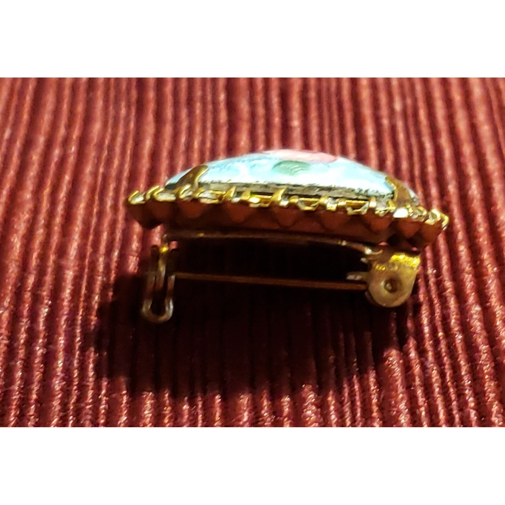 Vintage Unsigned Rose Pin, Rectangular Shape Broo… - image 5